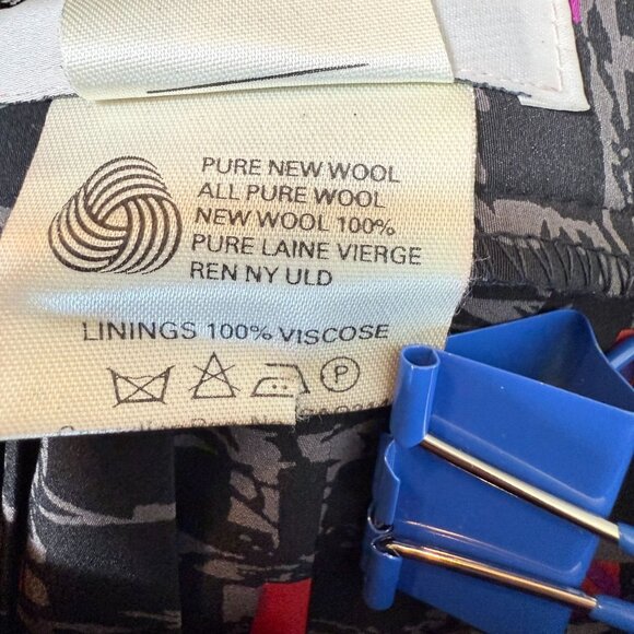 vtg Jaeger Womens Pleated Wool Skirt Size 8 Black pink purple Geometric Pattern - Picture 3 of 8